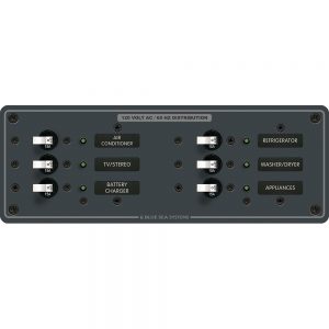 Blue Sea 8097 AC 6 Position Toggle Circuit Breaker Panel - White Switches