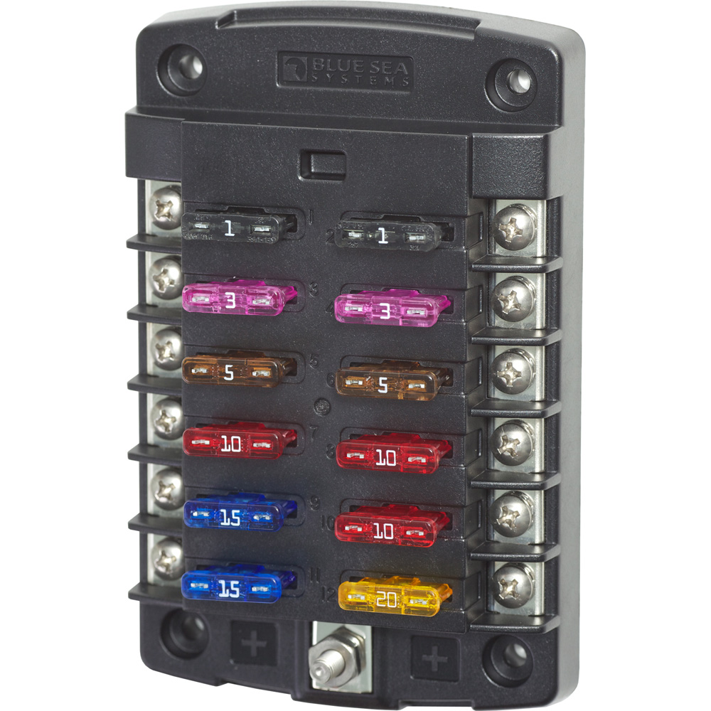 Blue Sea 5034 ST Blade Fuse Block w/out Cover - 12 Circuit w/out Negative Bus Blue Sea 5034 ST Blade Fuse Block w/out Cover - 12 Circuit w/out Negative Bus