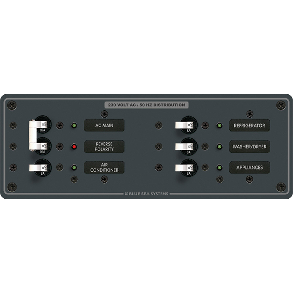 Blue Sea 8199 AC Main + Branch A-Series Toggle Circuit Breaker Panel (230V) - Main + 4 Position Blue Sea 8199 AC Main + Branch A-Series Toggle Circuit Breaker Panel (230V) - Main + 4 Position