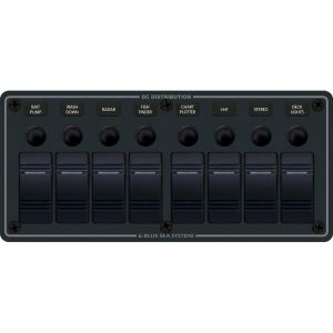 Blue Sea 8371 Water Resistant Panel - 8 Position - Black - Horizontal Mount