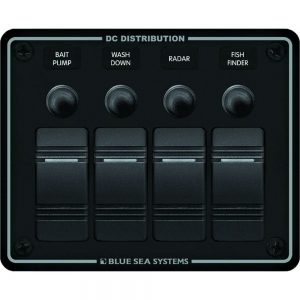 Blue Sea 8372 Water Resistant 4 Position - Black - Horizontal Mount Panel