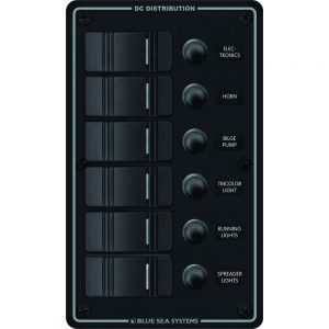 Blue Sea 8373 Water Resistant 6 Position - Black - Vertical Mount Panel
