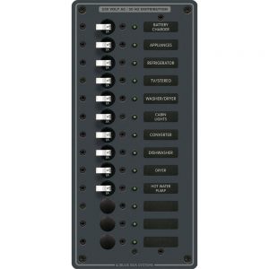 Blue Sea 8580 AC 13 Position 230v (European) Breaker Panel (White Switches)