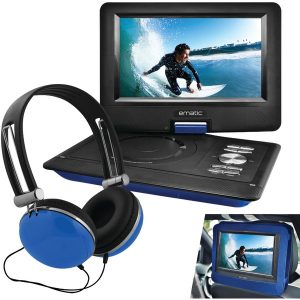 Ematic EPD116BU 10" Portable DVD Player with Headphones & Car-Headrest Mount (Blue)