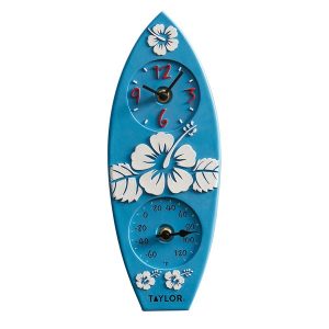 Taylor Precision Products 92926T4 12-Inch Surfboard Clock with Thermometer