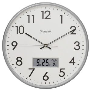 Westclox 33172 14-Inch Wall Clock with Digital Date and Temperature