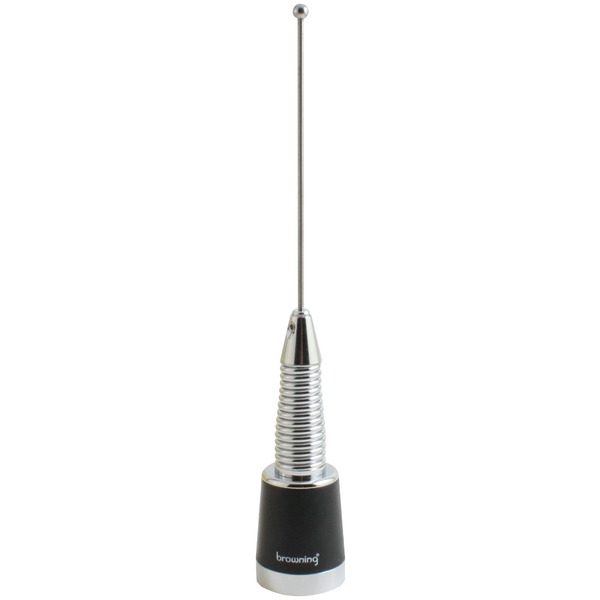 Browning BR-158-S 200-Watt Pretuned Wide-Band 144 MHz to 174 MHz 2.4-dBd-Gain VHF Silver Antenna with Spring and NMO Mounting