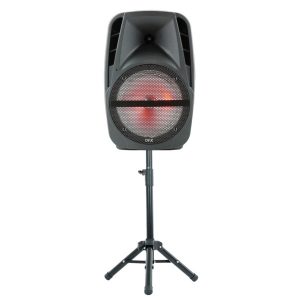 QFX PBX-61161 15-Inch Portable Party Sound System with Wireless Microphone and Stand