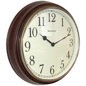 Westclox 73004P 15.5" Round Dark Woodgrain Clock
