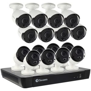 Swann SWNVK-1685816-US 16-Channel 4K NVR with 2TB HD & 16 True Detect Bullet Cameras with Audio