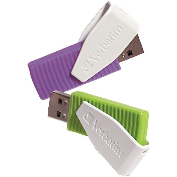 Verbatim 98425 Store 'n' Go Swivel USB Drives (16GB; 2 pk; Green/Violet)