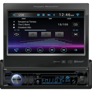 Power Acoustik PD-724B 7" Single-DIN In-Dash Motorized LCD Touchscreen DVD Receiver with Bluetooth