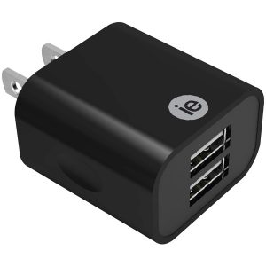 iEssentials IEN-AC22A-BK 2.4-Amp Dual USB Wall Charger (Black)