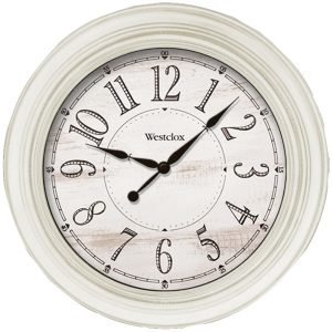 Westclox 32213AW-20 20-Inch Antique White Farmhouse Wall Clock