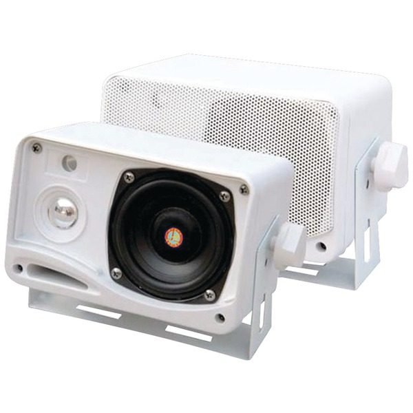 Pyle PLMR24 Hydra Series 3.5" 200-Watt 3-Way Weatherproof Mini-Box Speaker System (White)