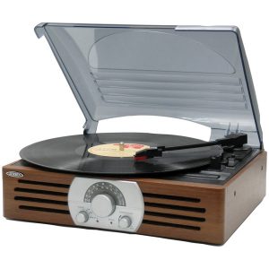 JENSEN JTA-222 3-Speed Stereo Turntable with AM/FM Stereo Radio