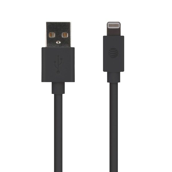 AT&T PVLC1-BLK 4-Foot PVC Charge and Sync Lightning Cable (Black)