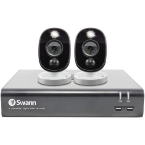 Swann SWDVK-445802WL-US 1080p Full HD Surveillance System Kit with 4-Channel 1 TB DVR and Two 1080p Cameras