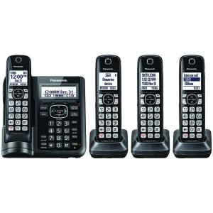 Panasonic KX-TGF544B Expandable Cordless Phone with Call Block & Answering Machine (4 Handsets)