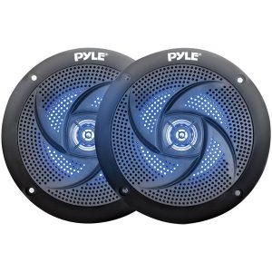 Pyle PLMRS43BL 4-Inch 100-Watt Low-Profile Waterproof Marine Speakers with LEDs