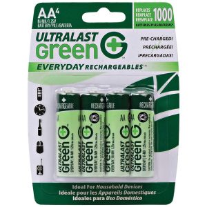 Ultralast ULGED4AA Green Everyday Rechargeables AA NiMH Batteries