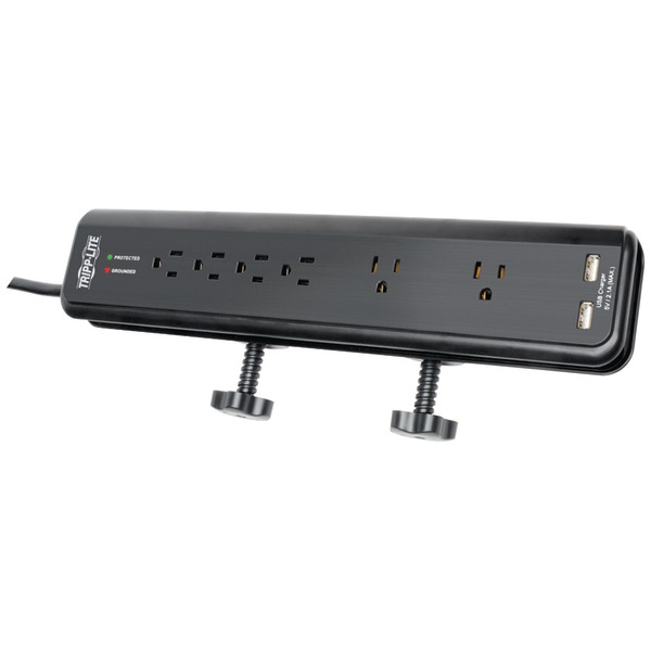 Tripp Lite TLP606DMUSB 6-Outlet Surge Protector with Clamps & 2 USB Ports Tripp Lite TLP606DMUSB 6-Outlet Surge Protector with Clamps & 2 USB Ports