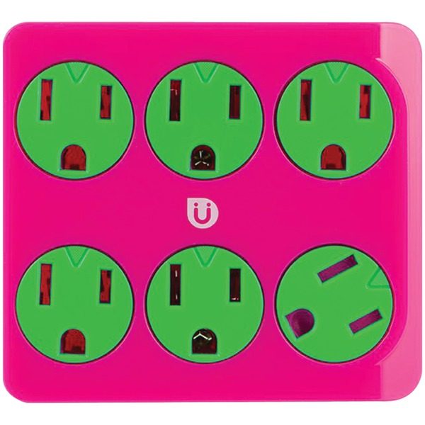 Uber 25110 6-Outlet Power Tap (Pink & Green)