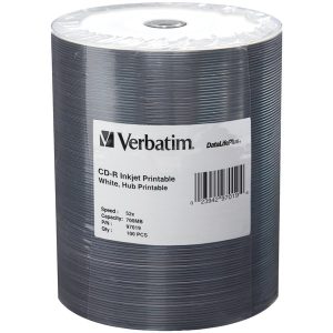 Verbatim 97019 80-Minute/700MB 52x DataLifePlus White Inkjet Hub Printable CD-Rs