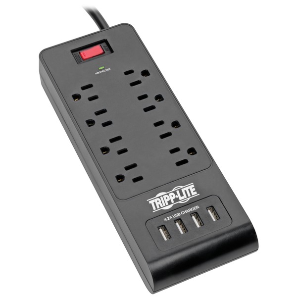 Tripp Lite TLP864USBB Protect It! 8-Outlet Surge Protector with 4 USB Ports Tripp Lite TLP864USBB Protect It! 8-Outlet Surge Protector with 4 USB Ports