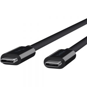 Belkin USB Data Transfer Cable - 3.28 ft USB Data Transfer Cable for Notebook - First End: 1 x Type C Male Thunderbolt 3 - Second End: 1 x Type C Male Thunderbolt 3 - 20 Gbit/s - Black