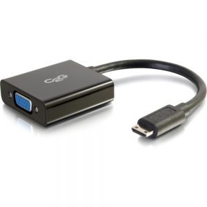 C2G 8in Mini HDMI to VGA Adapter - Mini HDMI Adapter - Male to Female Black - HDMI/VGA for Video Device