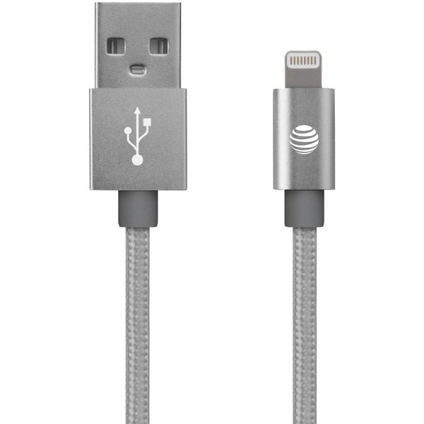 AT&T SC03B-LGT-SLV Charge & Sync Braided USB to Lightning Cable