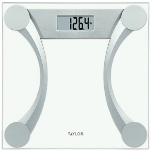 Taylor Precision Products 76024192 Instant Read 400-lb Capacity Glass and Metallic Bathroom Scale