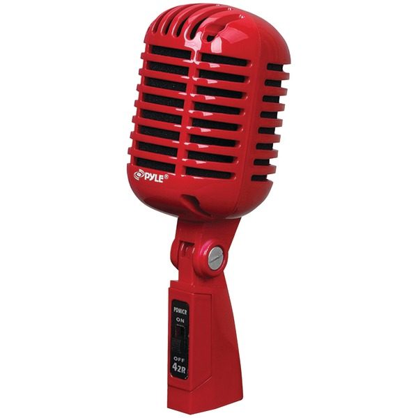 Pyle Pro PDMICR42R Classic Retro Vintage-Style Dynamic Vocal Microphone (Red)