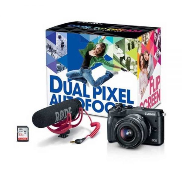 Canon EOS M6 1724C064 Mirrorless Digital Camera with Video Creator Kit - 24.2 MP - DIGIC 7 - 1080p - 3-Inch LCD - Black