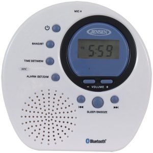 JENSEN JWM-160 Water-Resistant Digital AM/FM Bluetooth Shower Clock Radio