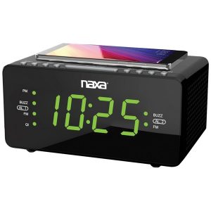 Naxa NRC-191 Dual Alarm Clock with Qi Wireless Charging (1.2" Large Display)