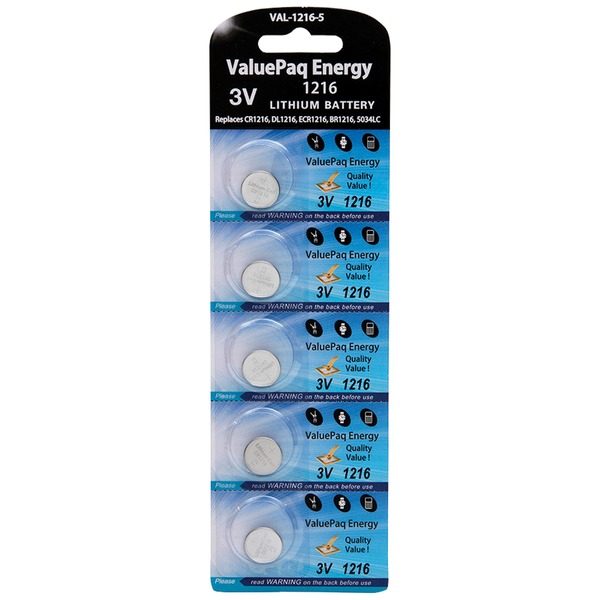 Dantona VAL-1216-5 ValuePaq Energy 1216 Lithium Coin Cell Batteries