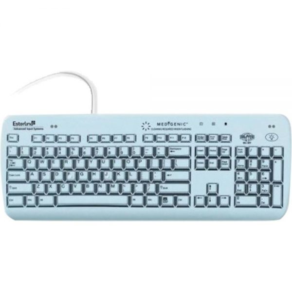 ESTERLINE K104C02US Medigenic 104-Key Compliance Keyboard for PC - Light Blue