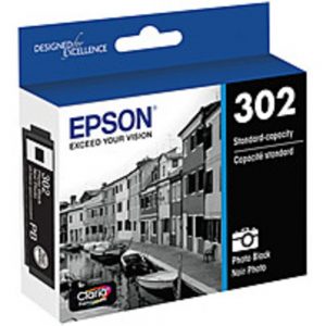 Epson T302120-S 302 Standard Capacity Ink Cartridge with Sensor - Photo Black