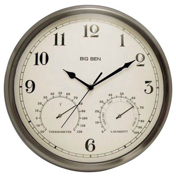 Westclox 49832 Indoor/Outdoor Clock with Temperature & Humidity Gauges