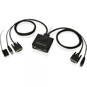 IOGEAR 2-Port USB DVI Cable KVM Switch - 2 Computer(s) - 1 Local User(s) - 1920 x 1200 - 1 x USB - 1 x DVI