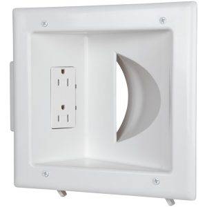 DataComm Electronics 45-0031-WH Recessed Low Voltage Media Plate with Duplex Receptacle