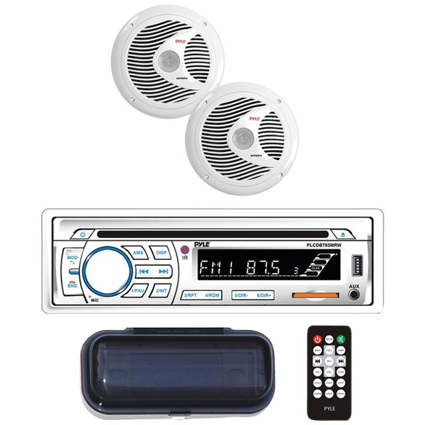 Pyle PLCDBT65MRW Marine Single-DIN In-Dash CD AM/FM Receiver with Two 6.5" Speakers Pyle PLCDBT65MRW Marine Single-DIN In-Dash CD AM/FM Receiver with Two 6.5" Speakers