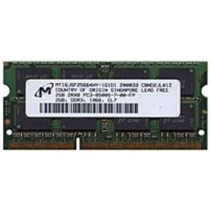Micron MT16JSF25664HY-1G1D1 1.5 V Memory Module - 2 GB DDR3 SDRAM - PC3-8500S - 1066 MHz - 204-Pin SODIMM - Non-ECC