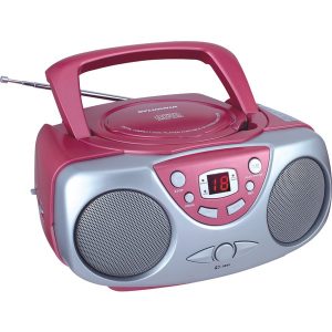 SYLVANIA SRCD243M PINK Portable CD Boom Box with AM/FM Radio (Pink)