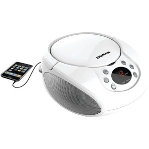 SYLVANIA SRCD261-B-WHITE Portable CD Player with AM/FM Radio (White)