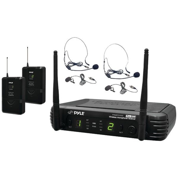 Pyle Pro PDWM3400 Premier Series Professional UHF Wireless Microphone System with 2 Body Packa