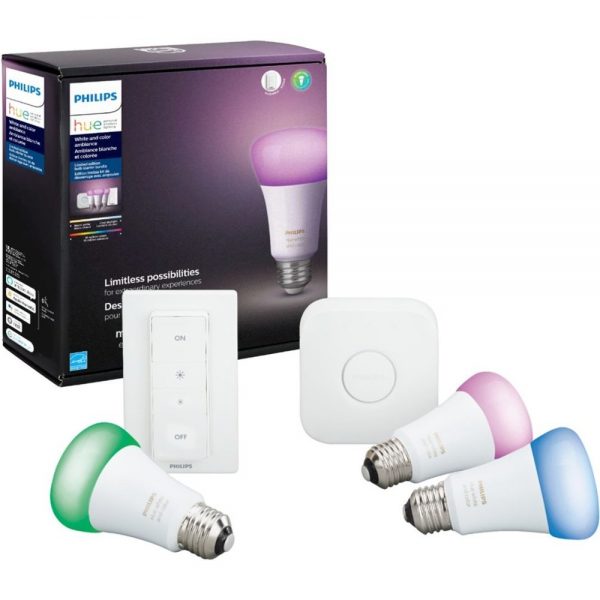 Philips Hue 541789 White and Color Ambiance LED Starter Kit with Lightswitch - 3-Pack