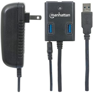 Manhattan 162302 SuperSpeed USB 3.0 Hub with AC Adapter